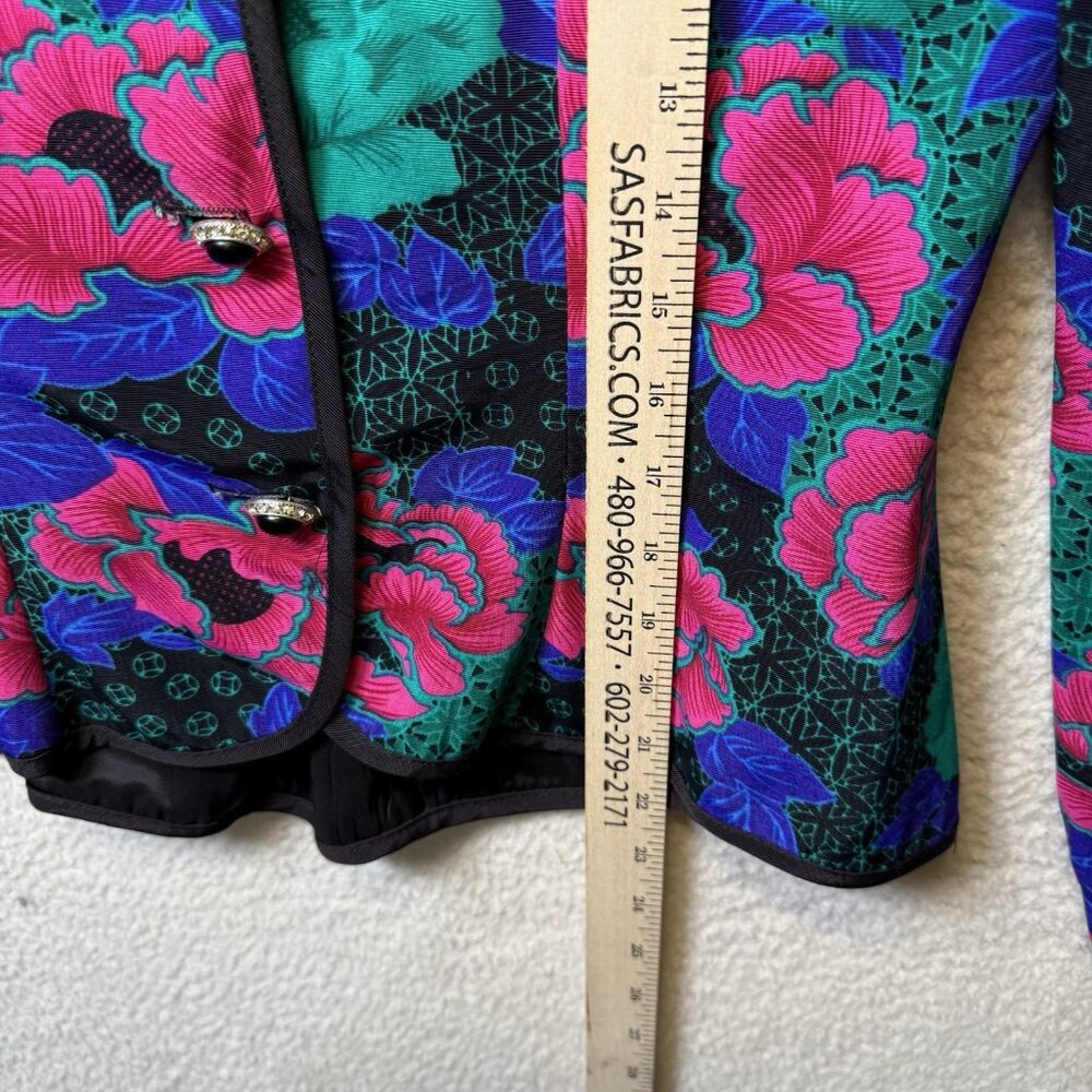Vintage 1980's Jessica Howard Bold Bright Floral Blazer Women's Size 6 Vibrant - Picture 5 of 7